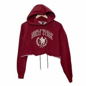 Red Cropped NY Hoodie